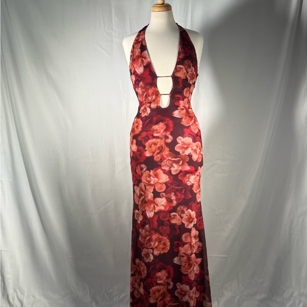 Runaway The Label Backless Floral Dress - Red and Pink